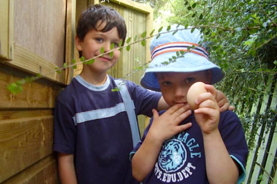 boys with egg